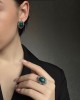 Кольцо серебряное с малахитом и марказитом «Крылья Изумрудной Ночи» MyJewels (арт.210823-39_malahitpr_markazit)