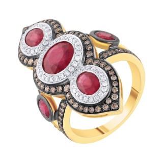 Кольцо с бриллиантами и рубинами «Гран Руж» My Jewels (арт.MR83420-WD-BR-GRU-YG)