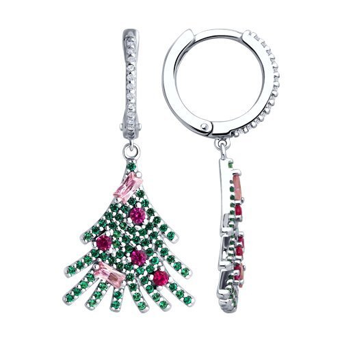 Серьги из серебра с корундами и фианитами (Арт.94026670)