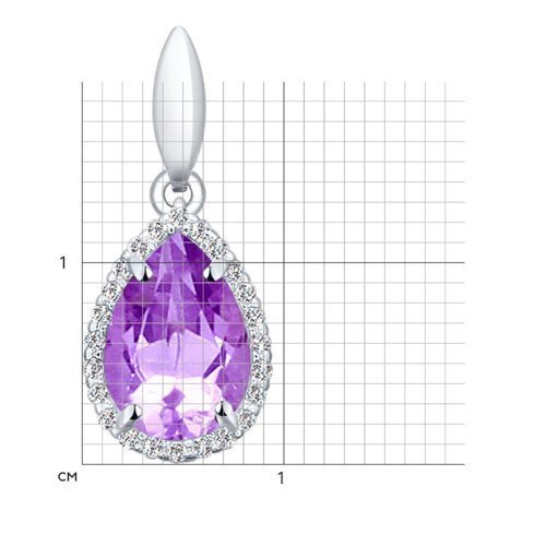Подвеска из серебра с аметистом и фианитами (Арт.92030324)