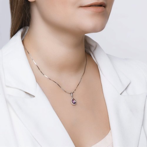 Подвеска из серебра с аметистом и фианитами (Арт.92030324)