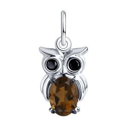 Подвеска из серебра с раухтопазом и фианитами (Арт.92030754)