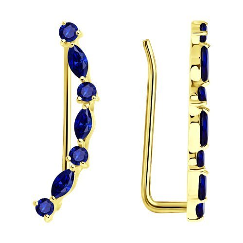 Серьги из желтого золота с сапфирами (Арт.2021298-2)