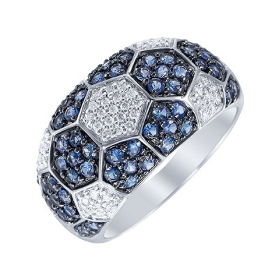 Кольцо с бриллиантами и сапфирами «Сияние Гексагонов» Jeweller House (арт.R42389)