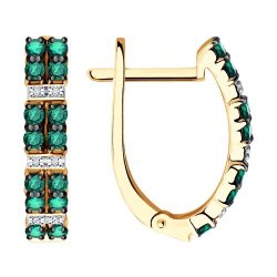 Серьги из золота с бриллиантами и изумрудами (Арт.3020581)