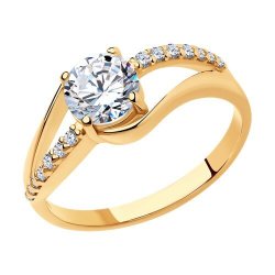 Кольцо из золочёного серебра с фианитами (Арт.93010242)