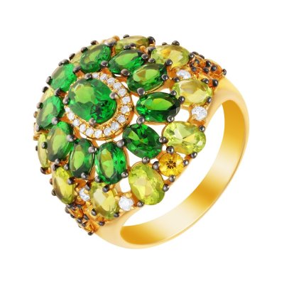 Кольцо из золота с бриллиантом и сапфиром (Арт.sb00207r-ygpys_ko_ys_pd_tv_yg)