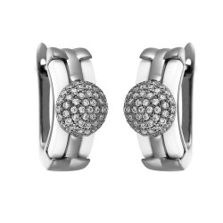 Серьги из серебра с керамикой и куб. цирконием (Арт.tc-e01153-w-b-x-x-w)