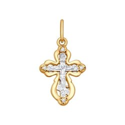Крест из золочёного серебра с фианитами (Арт.93120038)
