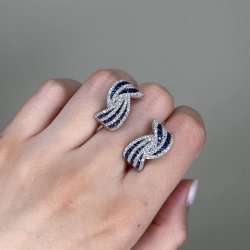 Серьги из белого золота с бриллиантом и сапфиром (Арт.e28168_sr_sa_wg)