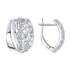 Серьги из серебра с алмазной гранью (Арт.94-120-00638-1)