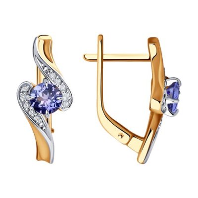 Серьги из золота с бриллиантами и танзанитами (Арт.51-220-01808-1)