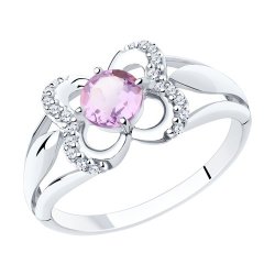 Кольцо из серебра с аметистом и фианитами (Арт.94-310-00381-3)