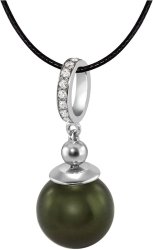 Кулон из серебра с жемчугом и кристаллом swarovski (Арт.aap-1-b-12-34-s)