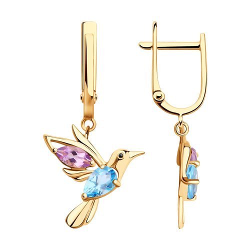 Серьги золотые пробы 585 с миксом камней (Арт.51-321-01311-3)