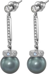 Серьги из серебра с жемчугом и кристаллом swarovski (Арт.abs-6-10-24-s)