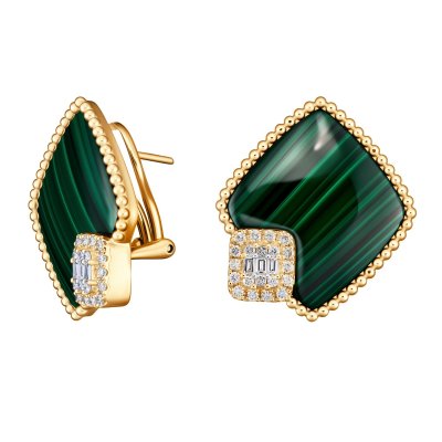 Серьги золото с бриллиантами и малахитом «La Nordica» LaNordica (арт.19-20-10МЛ-032476-NB)