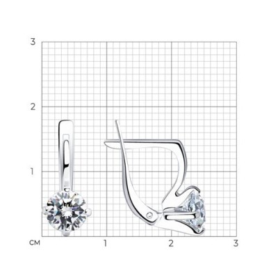 Серьги из серебра с фианитом «Сияние линии» Соколов (арт.94020121)