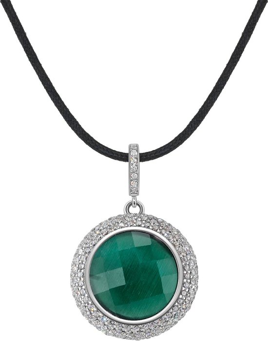 Кулон из серебра с кошачим глазом и куб. цирконием (Арт.fhp-1-h-45-s)