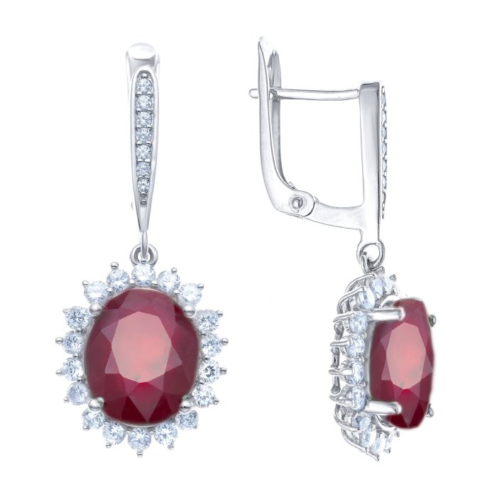 Серьги из серебра с фианитом и рубином TEOSA E-DRGR00875-RB