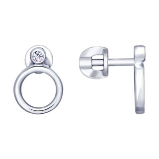Серьги из серебра с фианитом «Круг сияния» SOKOLOV (арт.94022966)