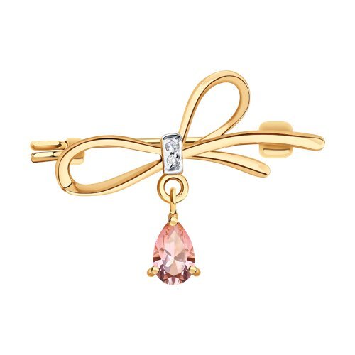 Брошь золотая пробы 585 с ситаллом (Арт.74-00011)