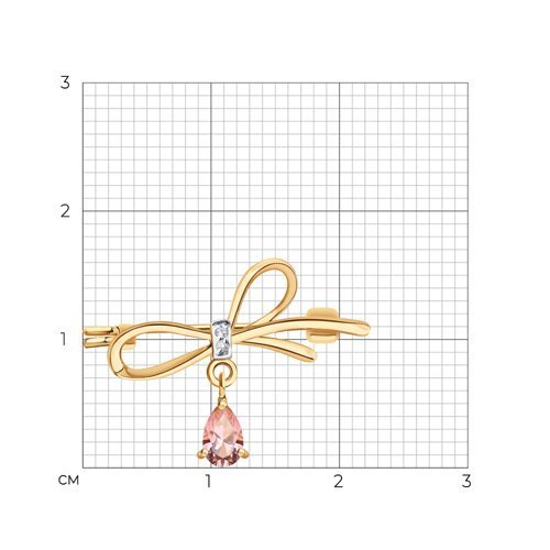 Брошь золотая пробы 585 с ситаллом (Арт.74-00011)