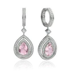 Серьги из золота с бриллиантом и морганитом Русские Самоцветы (Арт.38462)