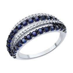Кольцо из серебра с корундами и фианитами (Арт.88010077)