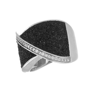Кольцо серебряное с фианитами «Universe Black Line» Fresh Jewelry (арт.Gl-R01768-X-W-W-X-B)