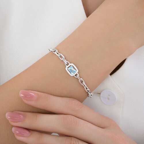 Браслет серебряный с топазом и фианитами «Ледяное сияние» SOKOLOV (арт.92050183)