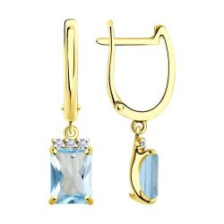 Серьги золотые пробы 585 с топазом (Арт.727500-2)