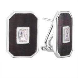 Серьги из серебра с жемчугом и фианитом (Арт.pi-e03418-x-w-pnb-x-w)