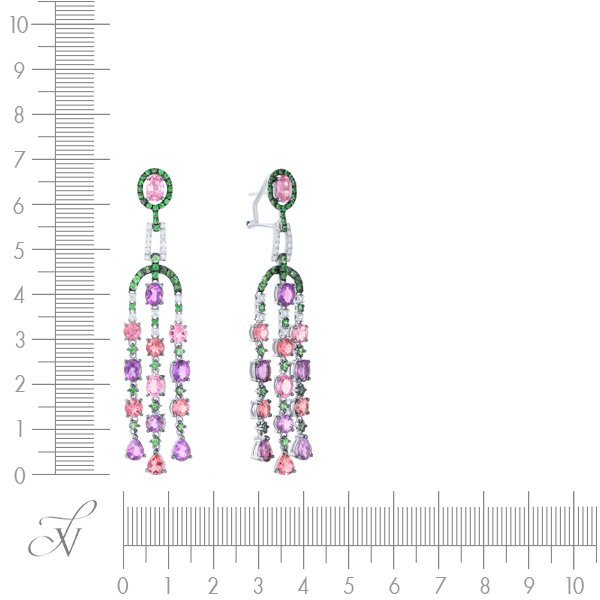 Серьги из белого золота с аметистом и бриллиантом (Арт.e02500k_sr_ps_am_tu_tv_wg)