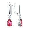 Серьги из серебра с кристаллами «Алая капля» Соколов (арт.94-121-00244-1)