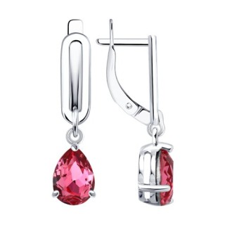 Серьги из серебра с кристаллами «Алая капля» Соколов (арт.94-121-00244-1)