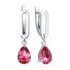 Серьги из серебра с кристаллами «Алая капля» Соколов (арт.94-121-00244-1)