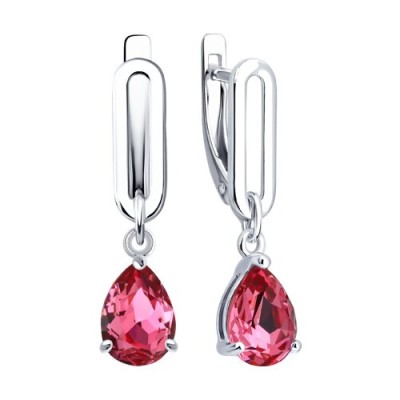 Серьги из серебра с кристаллами «Алая капля» Соколов (арт.94-121-00244-1)