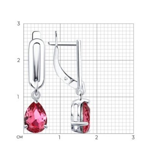 Серьги из серебра с кристаллами «Алая капля» Соколов (арт.94-121-00244-1)