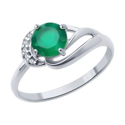 Кольцо из серебра с агатом и фианитами (Арт.94-310-00184-2)