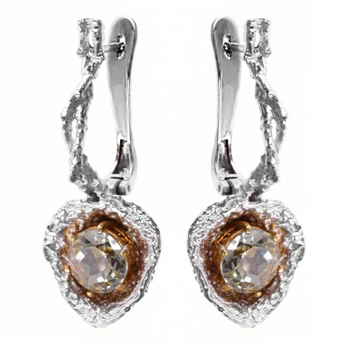 Серебряные серьги BEAVERS с зеленым аметистом 2146az