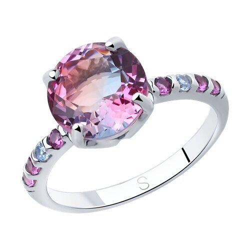 Кольцо из серебра с ситаллом и фианитами (Арт.92011717)