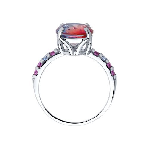 Кольцо из серебра с ситаллом и фианитами (Арт.92011717)