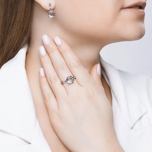 Кольцо из серебра с ситаллом и фианитами (Арт.92011717)