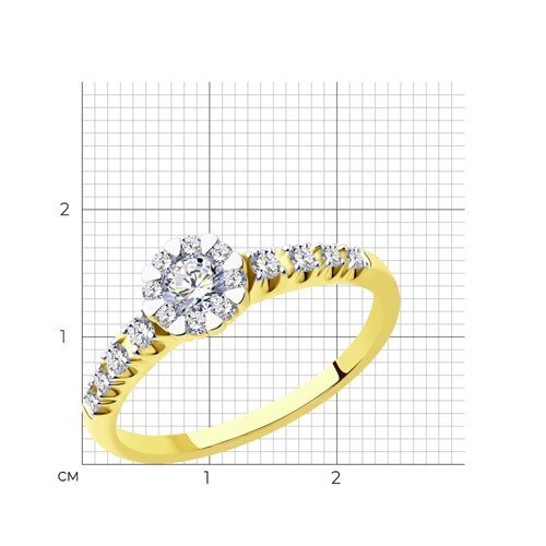 Кольцо из желтого золота с бриллиантами (Арт.1012199-2)