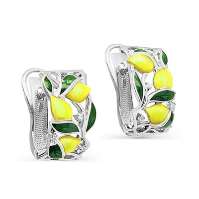 Серьги серебряные с бриллиантами «Санторини Лимонный Сад» KABAROVSKY (арт.12-163-1001)