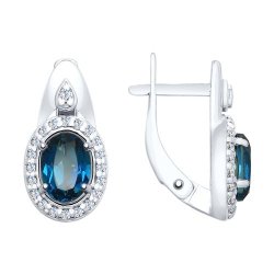 Серьги из серебра с лондон топазами и фианитами (Арт.92021684)