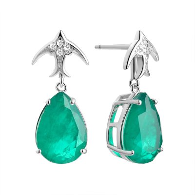 Серьги из серебра с ситаллом и фианитом (Арт.cz-e05059-x-w-eg-x-w)