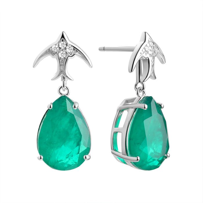 Серьги из серебра с ситаллом и фианитом (Арт.cz-e05059-x-w-eg-x-w)