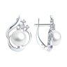 Серьги из серебра с жемчугом и фианитами (Арт.92022958)
